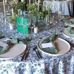 Nappe 2,80m x 3,10m Oiseaux verts - Coton imprimé