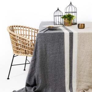 Nappe 3,00m x 3,00m Beige noir chiné - Lin
