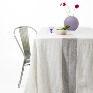 Nappe 3,00m x 3,00m Gris sur blanc - Lin
