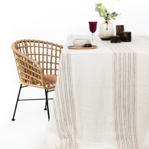 Nappe 3,00m x 3,00m Pluie de brun sur blanc - Lin