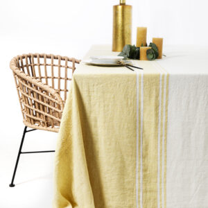 Nappe 3,00m x 3,00m Blanc moutarde - Lin