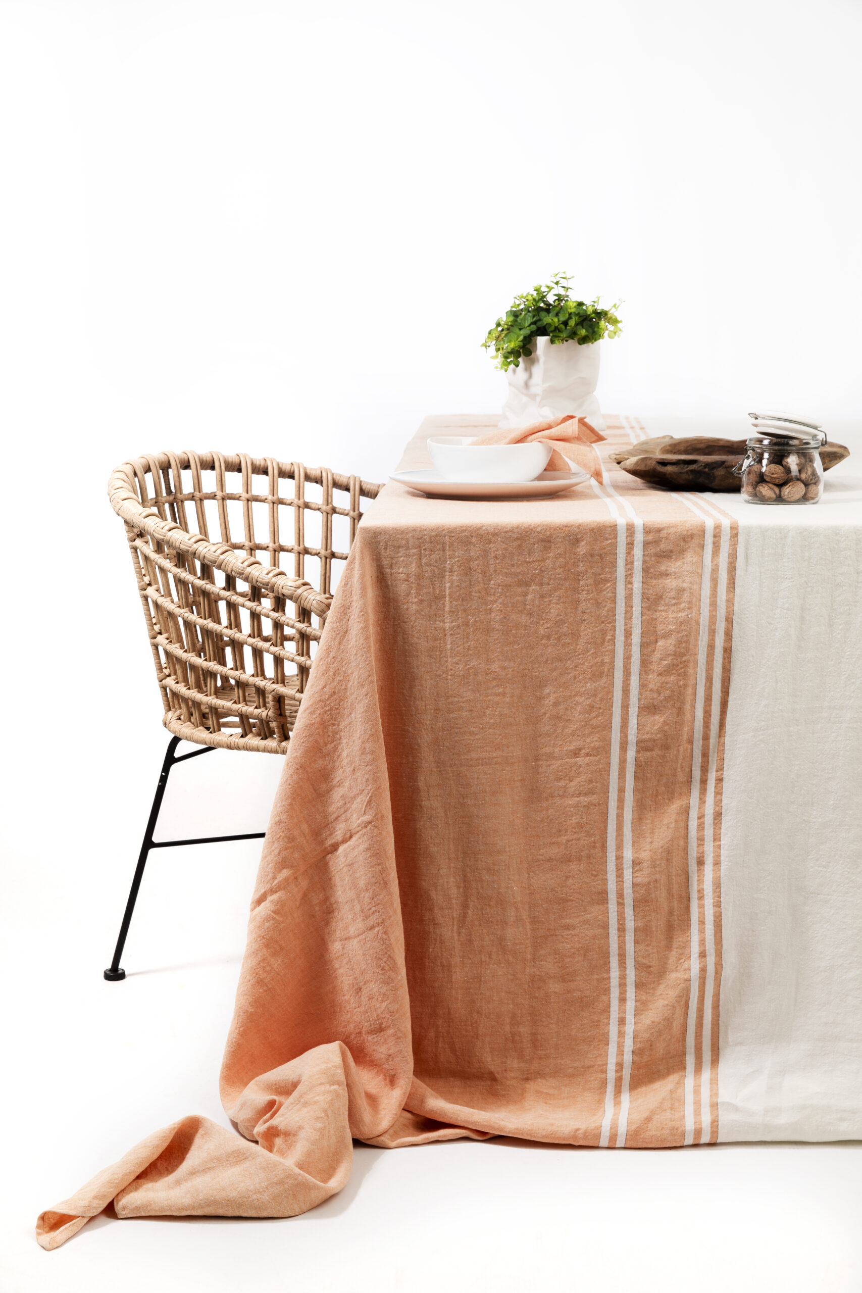 nappe-lin+orange Nappe 3,00m x 3,00m Blanc orange - Lin