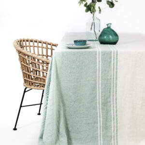 Nappe 3,00m x 3,00m Blanc turquoise - Lin